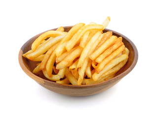 appetizing french fries on a white background