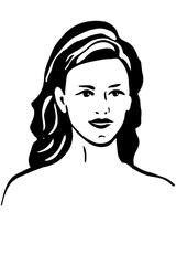 vector sketch of a beautiful girl with brunette hair