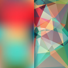 abstract background consisting of red, green triangles and matt glass