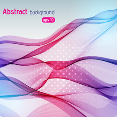 Colorful smooth light lines background with sparkling points.