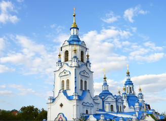 Fototapeta na wymiar Znamensky Cathedral in the old city, Tyumen
