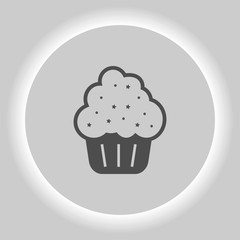 Flat paper cut style icon of cake
