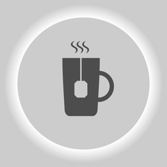 Flat paper cut style icon of hot tea cup