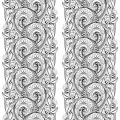 Vector Seamless Monochrome Floral Pattern