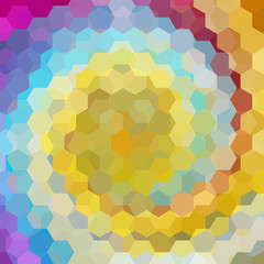 abstract background consisting of blue, yellow, gray, pink hexagons