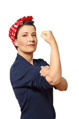 woman clenched fist isolated copyspace