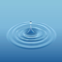 Water drop isolated. 3d illustration. Blue  splash ripple vector.  texture: gradient mesh.