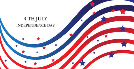 Obraz premium abstract ribbons, flag banner July 4 Independence Day of America, USA. Vector illustration;