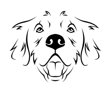 Dog Breed Line Art Logo - Golden Retriever 