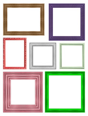 frame picture frame wooden Carved pattern isolated on a white ba
