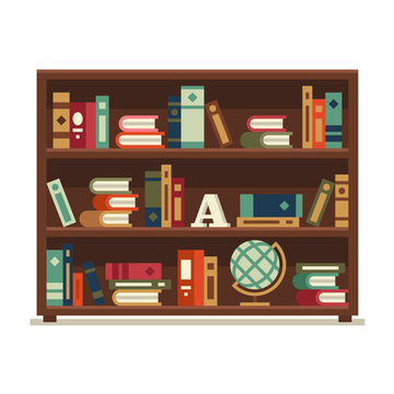 Library. Vector flat illustration isolated on white background.