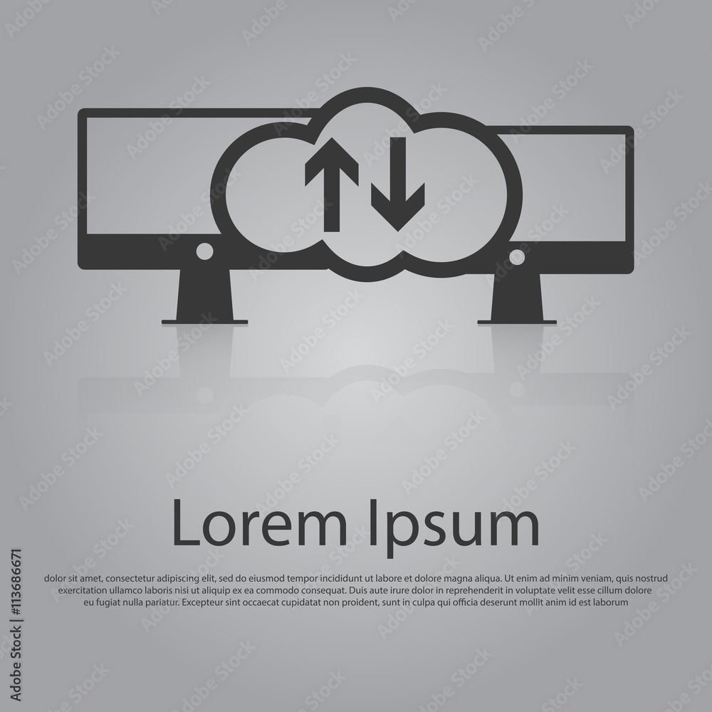 Poster vector icon of cloud computing concept