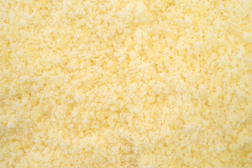 Close view of grated Pecorino Romano cheese