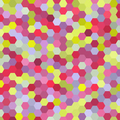 abstract background consisting of pink, yellow hexagons, vector