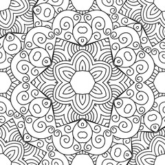 Seamless black and white vector  ethnic ornate background. 