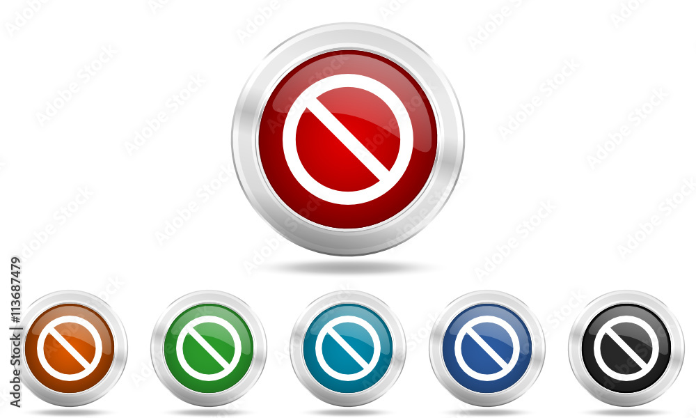 Aufkleber steel glossy round colored web vector icon set