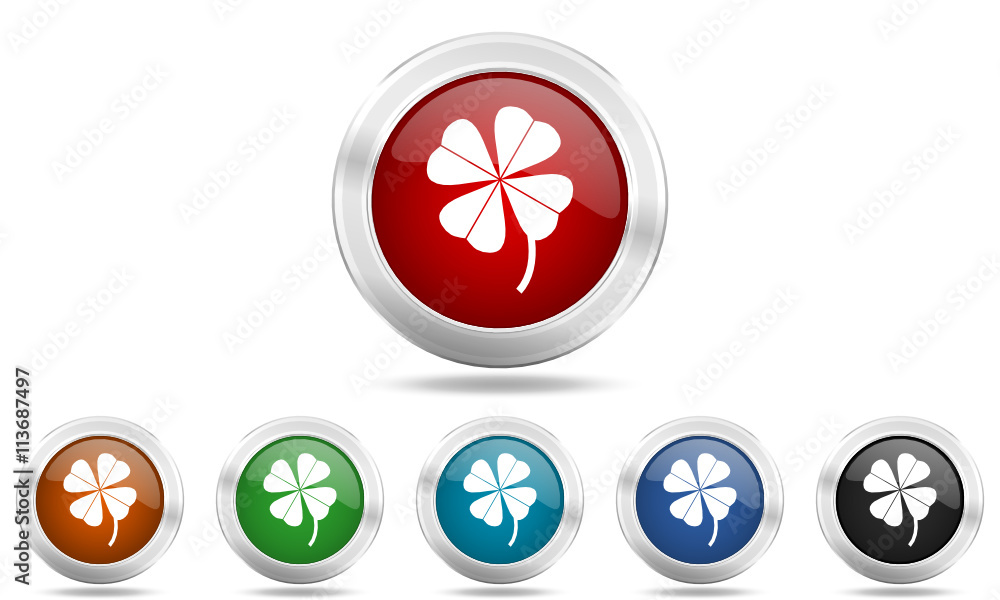Poster steel glossy round colored web vector icon set