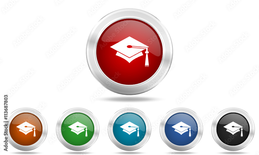 Aufkleber colored metallic glossy web graduation vector icon set