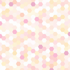 abstract background consisting of white, pink, yellow hexagons