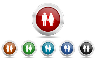 Colored metallic glossy web pair vector icon set