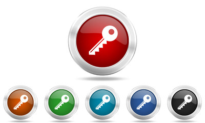 Web glossy colored vector key icon set