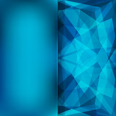 abstract background consisting of blue triangles and matt glass