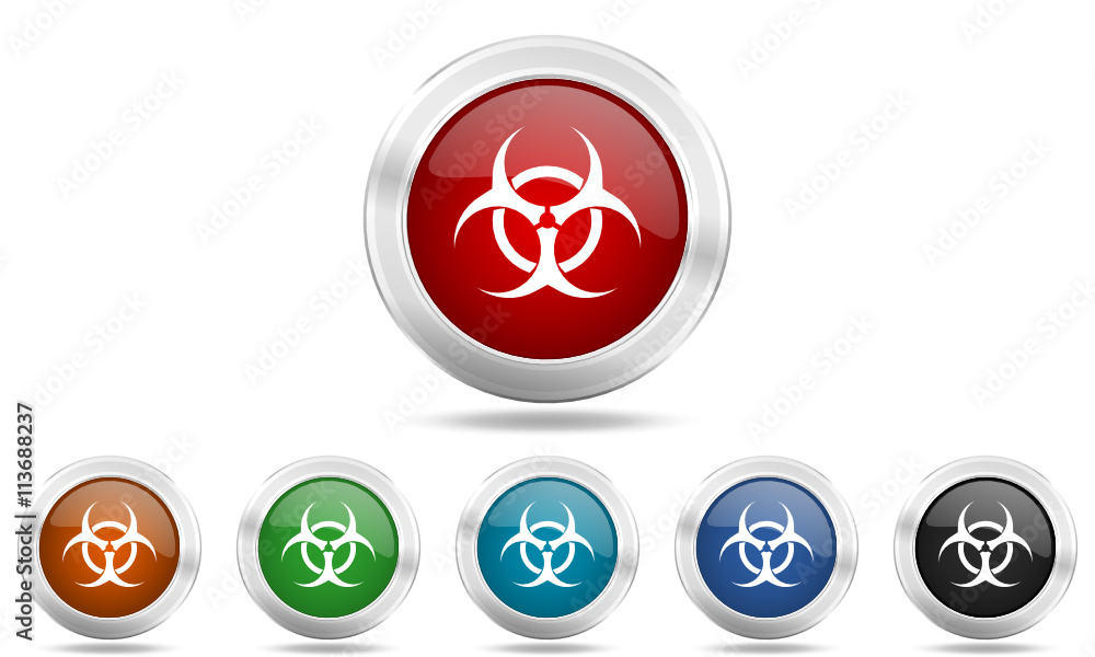 Poster web glossy colored vector biohazard icon set