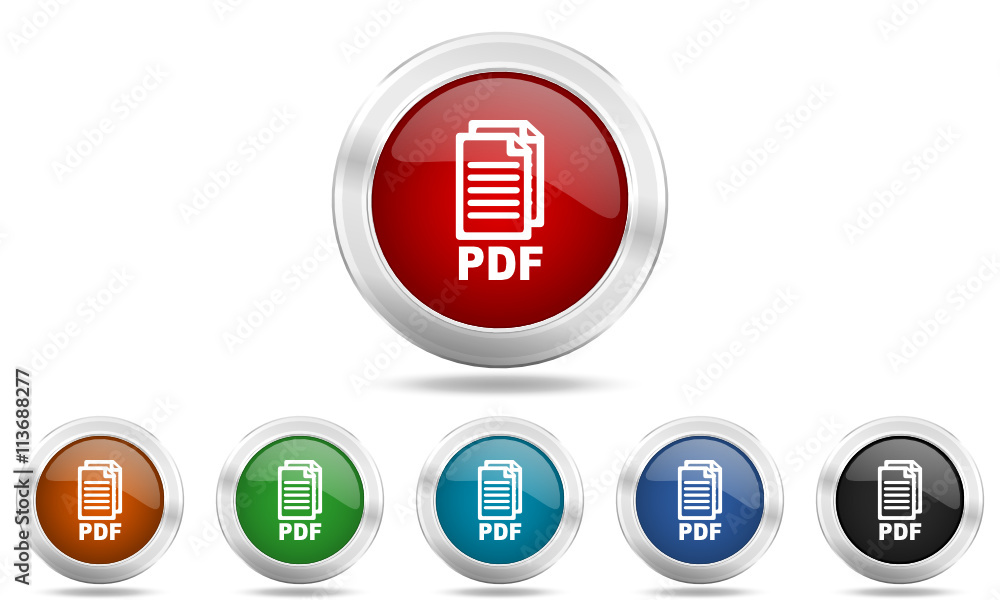 Poster web glossy colored vector pdf icon set