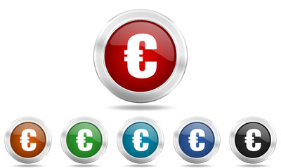 Obraz premium Web glossy colored vector euro icon set
