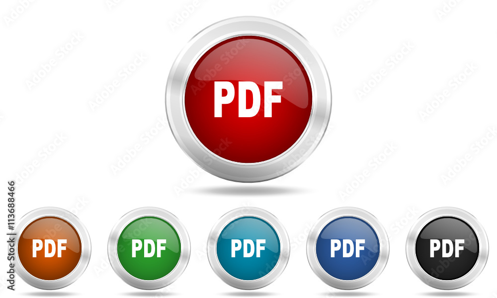 Poster metallic chrome round vector glossy pdf icon set