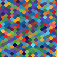 abstract background consisting of blue, green, red, yellow hexagons