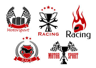 Fototapeta na wymiar Motorsport, motorcycle and auto racing symbols