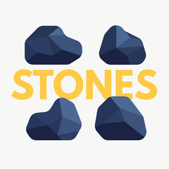 Polygonal cartoon stones. Polygonal elements for game design. Separate layers. Flat vector illustration.