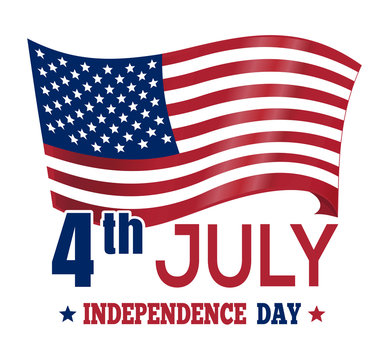Independence Day design. Poster design with the US flag. 4th July. Independence Day card. American Flag. Patriotic banner. Vector illustration isolated on white background