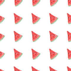 Seamless natural color pattern of red ripe watermelon. Natural seamless pattern of garden market fruits