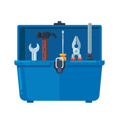Toolbox full of equipment. Vector flat illustration isolated on white background.