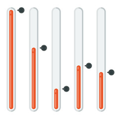 Vertical sliders with level indicator. Vector illustration.