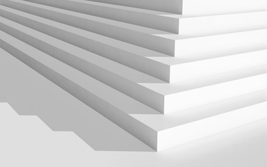Empty white stairs with shadow, 3d render