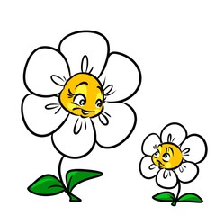 Daisy flower mother child cartoon illustration isolated image character nature
