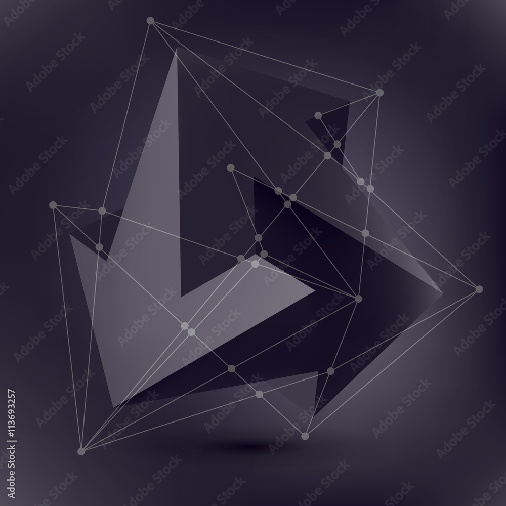 Aufkleber impossible shape, unreal arrows, 3 arrows vector, black crystal, 3d low polygon geometry, abstract v