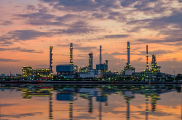 Oil refinery at sunrise time