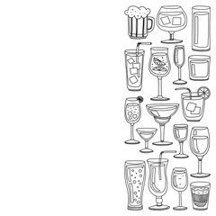 Alcohol drinks and cocktails icon set