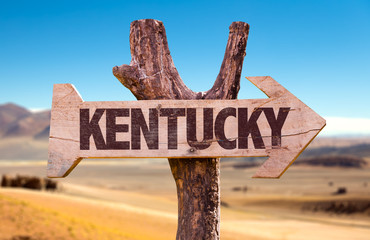Kentucky wooden sign with a desert background