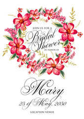 Bridal Shower Invitation with hibiskus flowers © mary1983
