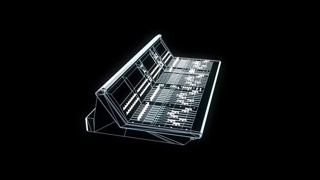Sound Control Console Wireframe Hologram in Motion.
