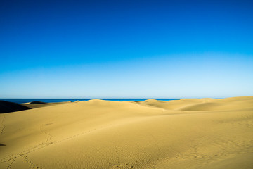 Fototapeta na wymiar View from Maspalomas Dunes towards the Atlantic Ocean