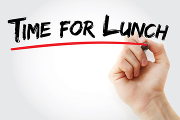 Hand writing Time for Lunch with marker, concept background