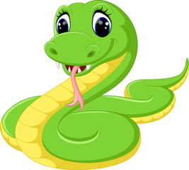 illustration of Cute green snake cartoon