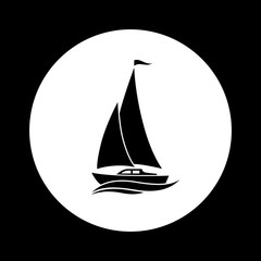 Black and white sailboat icon