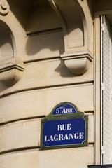 Paris old street sign Rue Lagrange